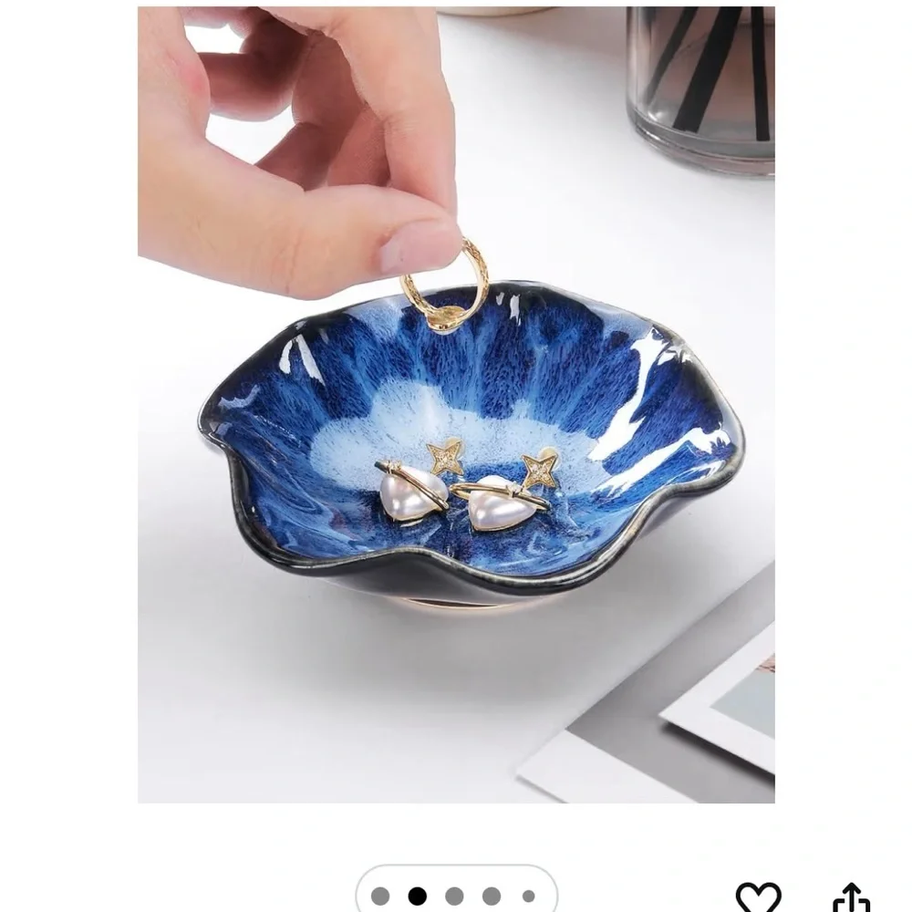 Ceramic Jewlery tray key dish Blue decorative Artistic plate
